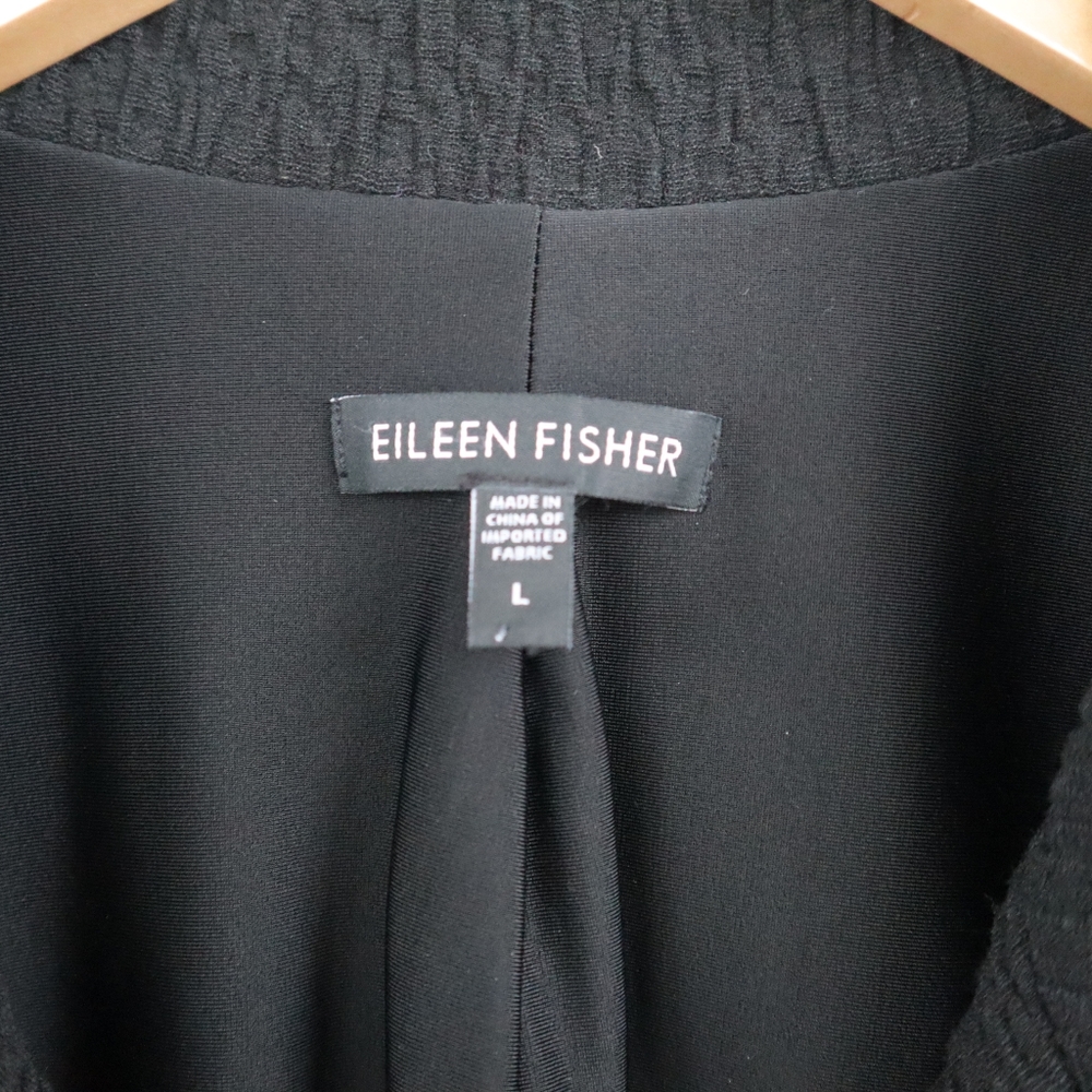 EILEEN FISHER Textured Black 3 Button Blazer - Picture 2 of 6
